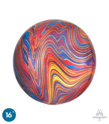 Rainbow Marbled Mylar Orbz 16" 1pc