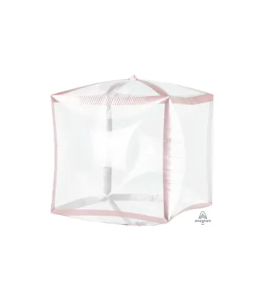 Mylar Pink Gold Trim Cube 15" 1pc
