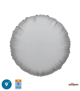 Mylar Round Silver 9" pack 5pcs