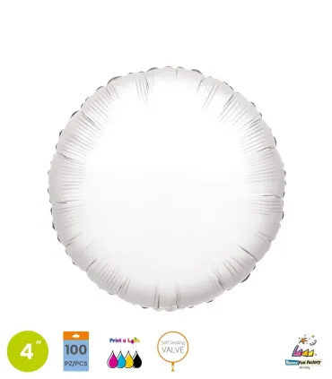 Mylar Round White 4" with printing valve pack. 100pcs