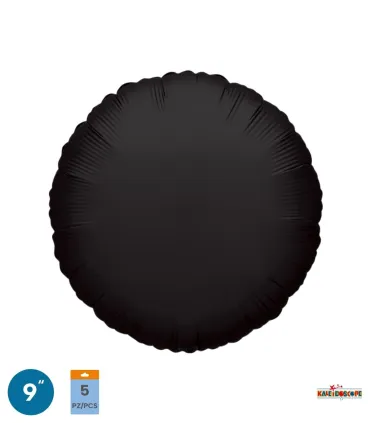 Mylar Round Black 9" pack 5pcs