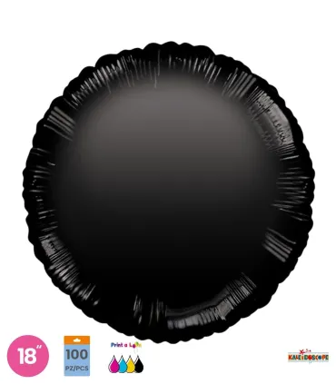 Mylar Round Glossy Black 18" pack 100pcs