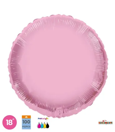 Mylar Round Pink Glossy Macaron 18" pack 100pcs