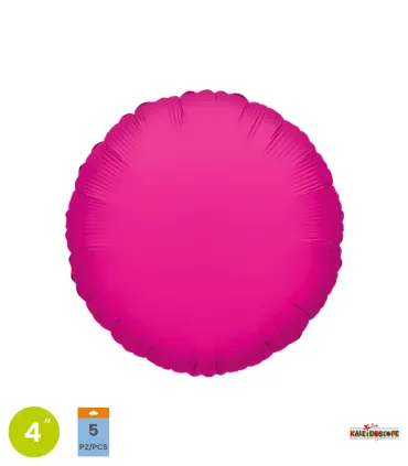 Mylar Round Fuchsia 4" pack 5pcs