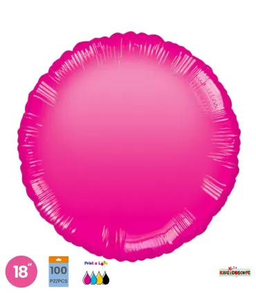 Mylar Round Fuchsia Glossy 18" pack 100pcs