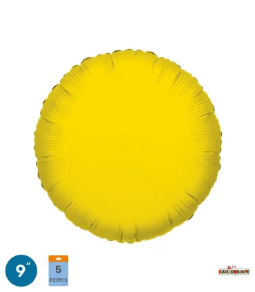 Mylar Round Yellow 9" pack 5pcs