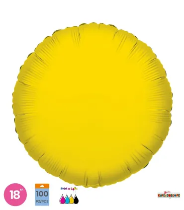 Mylar Round Yellow 18" pack 100pcs