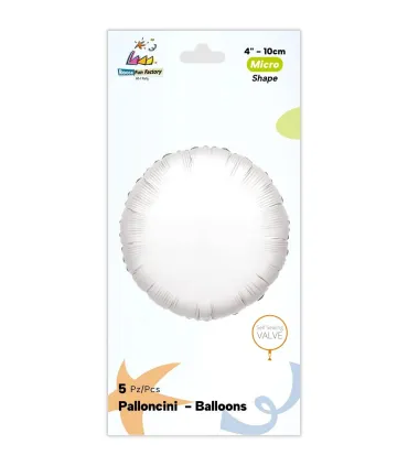 Mylar Round White 4" with valve pack. 5pcs