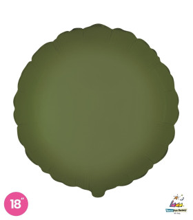 Satin Olive Green Round Mylar 18" 1pc