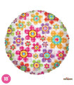 Mylar Colorful Flowers Clear View Round 18" 1pc