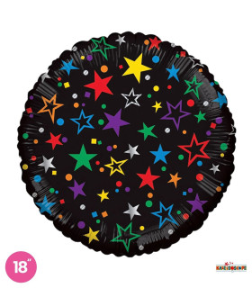 Mylar Round Black with Stars 18" 1pc