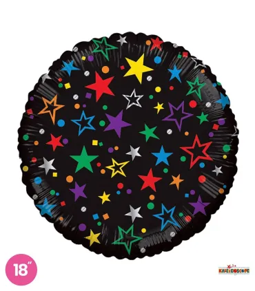 Mylar Round Black with Stars 18" 1pc