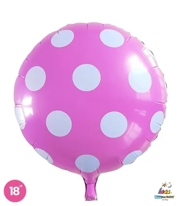 Mylar Round Polka Dots Pink 18" 1pc