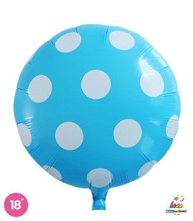 Mylar Round Light Blue Polka Dots 18" 1pc
