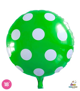 Mylar Round Green Polka Dots 18" 1pc