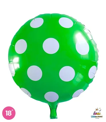 Mylar Round Green Polka Dots 18" 1pc