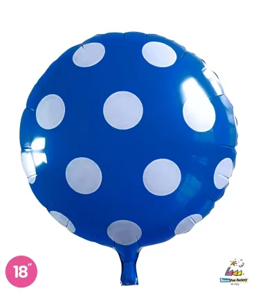Mylar Round Blue Polka Dots 18" 1pc