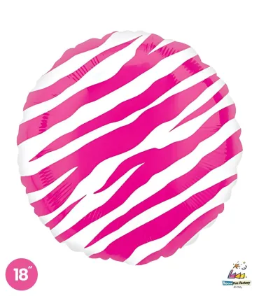 Mylar Round Striped Fuchsia 18" 1pc