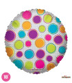 Mylar Colored Polka Dots Clear View Round 18" 1pc