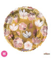 Mylar Round Floral Gold 26" 1pc