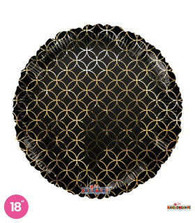 Mylar Geometric Round Black 26" 1pc