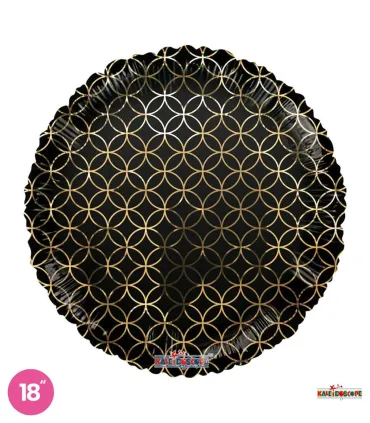 Mylar Geometric Round Black 26" 1pc