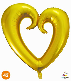 Mylar Stylized Gold Heart 42" 1pc