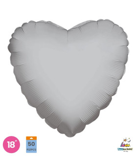 Mylar Heart Silver 18" pack 50pcs