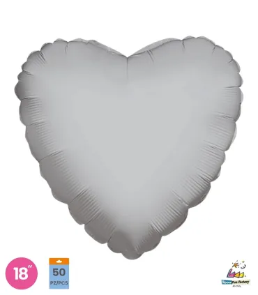 Mylar Heart Silver 18" pack 50pcs