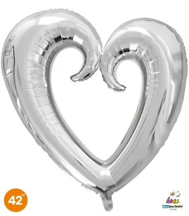 Mylar Stylized Silver Heart 42" 1pc