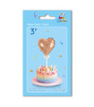 Mylar Nano Heart Pink Gold 3" with stick pack 1pcs