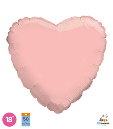 Mylar Heart Pink Gold 18" pack 50pcs