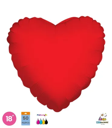 Mylar Red Heart 18" for printing pack 50pcs