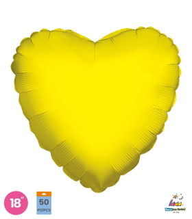 Mylar Yellow Heart 18" pack 50pcs