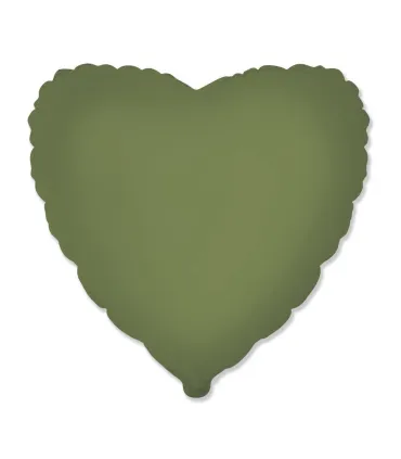 Satin Olive Green Heart Mylar 18" 1pc