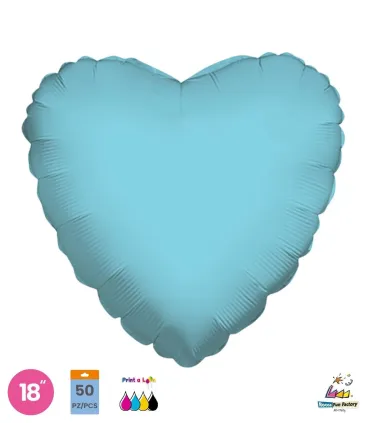 Mylar Light Blue Heart 18" for printing pack. 50pcs