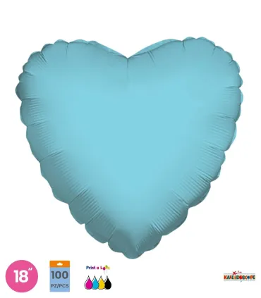 Mylar Light Blue Heart 18" pack 100pcs