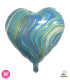 Mylar Light Blue Marbled Heart 18" 1pc