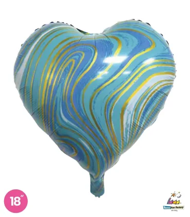 Mylar Light Blue Marbled Heart 18" 1pc