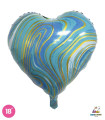 Mylar Light Blue Marbled Heart 18" 1pc