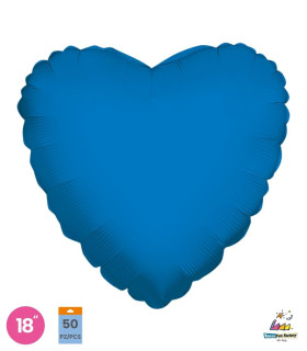 Mylar Blue Heart 18" pack 50pcs