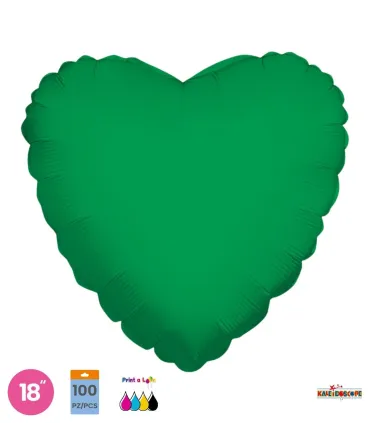 Mylar Emerald Green Heart 18" pack 100pcs