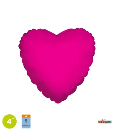Mylar Fuchsia Heart 4" pack 5pcs