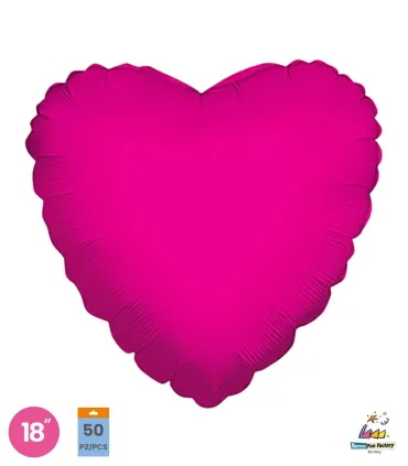 Mylar Fuchsia Heart 18" pack 50pcs