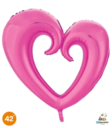 Mylar Stylized Fuchsia Heart 42" 1pc
