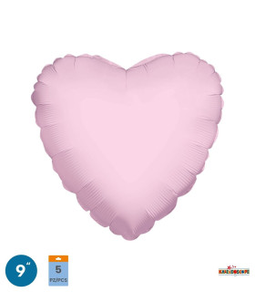 Light Pink Heart Mylar 9" pack 5pcs