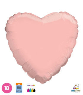 Mylar Pink Heart 18" for printing pack. 50pcs