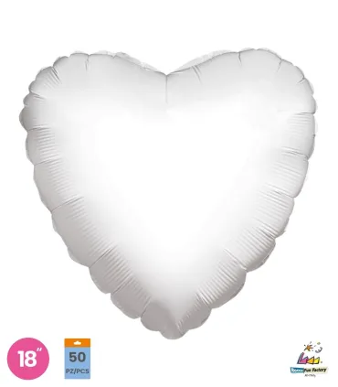 Mylar White Heart 18" pack 50pcs