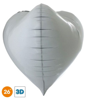 Mylar Heart 3D White 26" 1pc