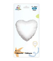 Mylar White Heart 9" with valve pack. 5pcs